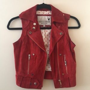 Red Suede Leather Goosecraft Waistcoat
